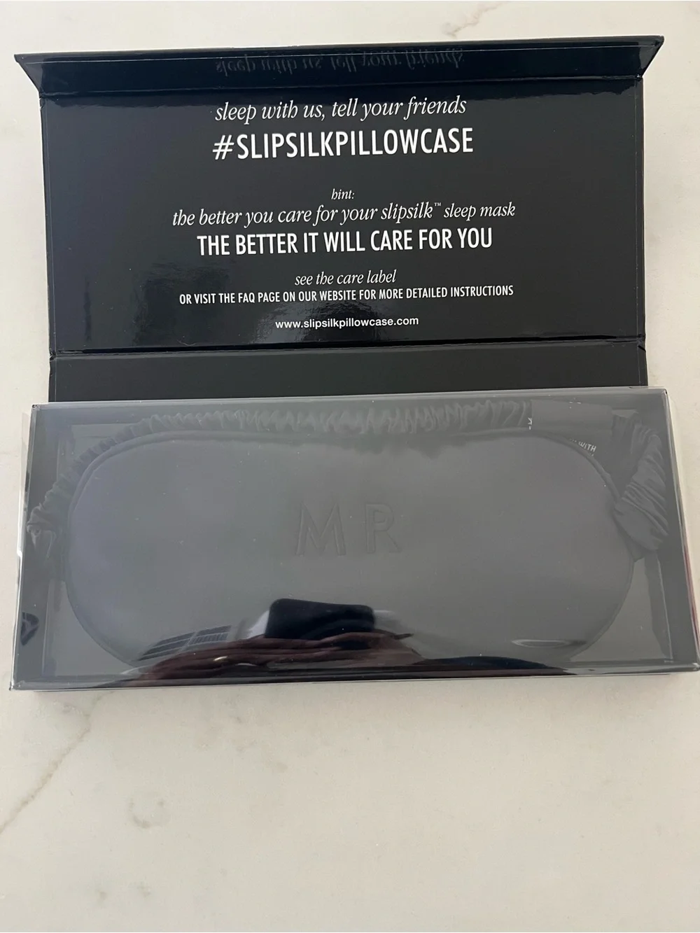 slip Black Silk Sleep Mask with MR Emboss